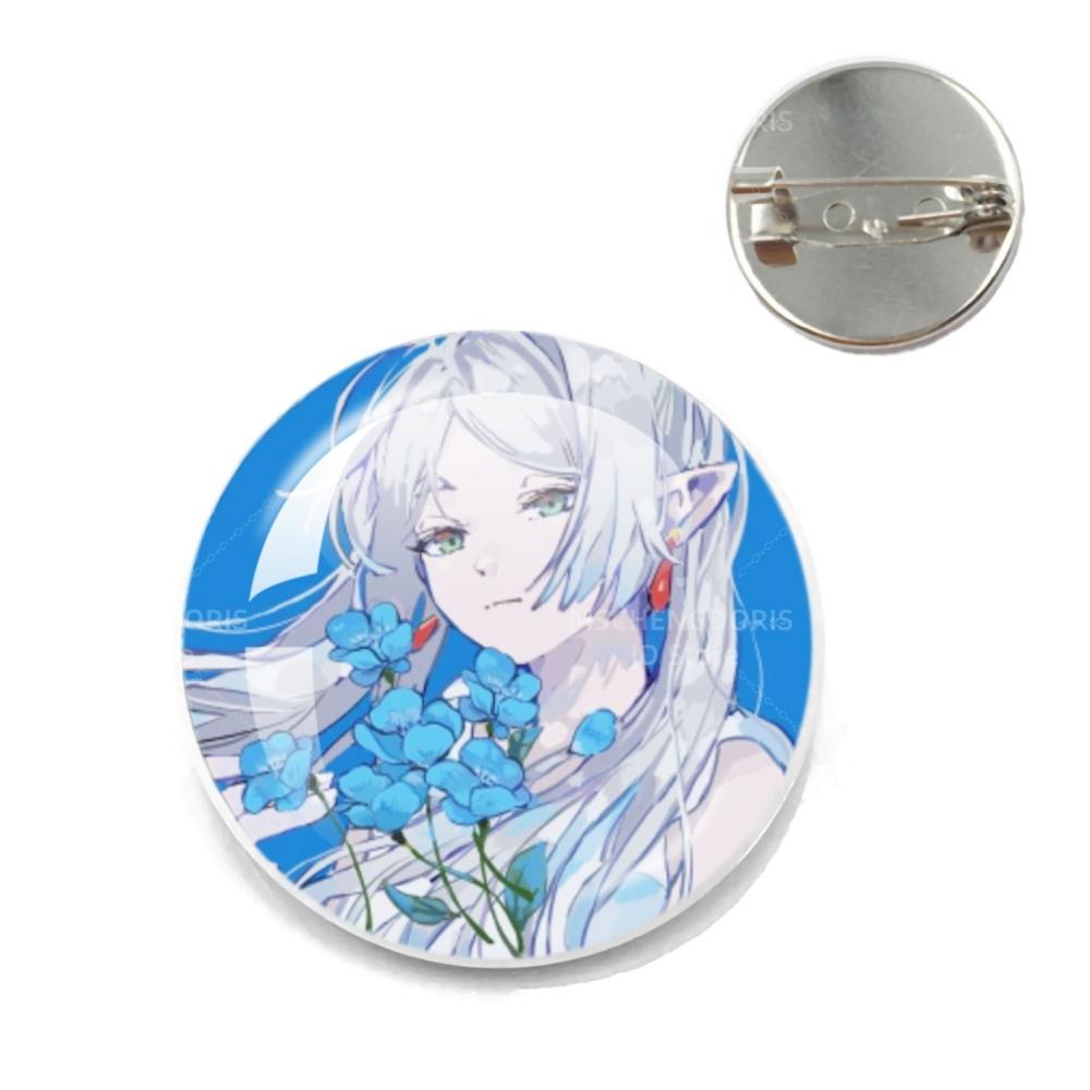 Anime Frieren Pins Cartoon Badge Round Creative Glass Metal Brooches For Backpack Jewelry Accessories Gifts