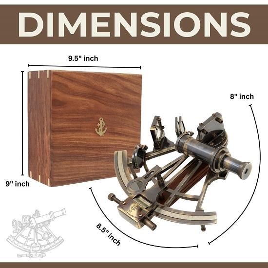 20,32 cm Messing Nautisches Schwarzes Sextant Navigationsinstrument Marine Navigation Astrolabium Marineinstrument Geschenk für Papa