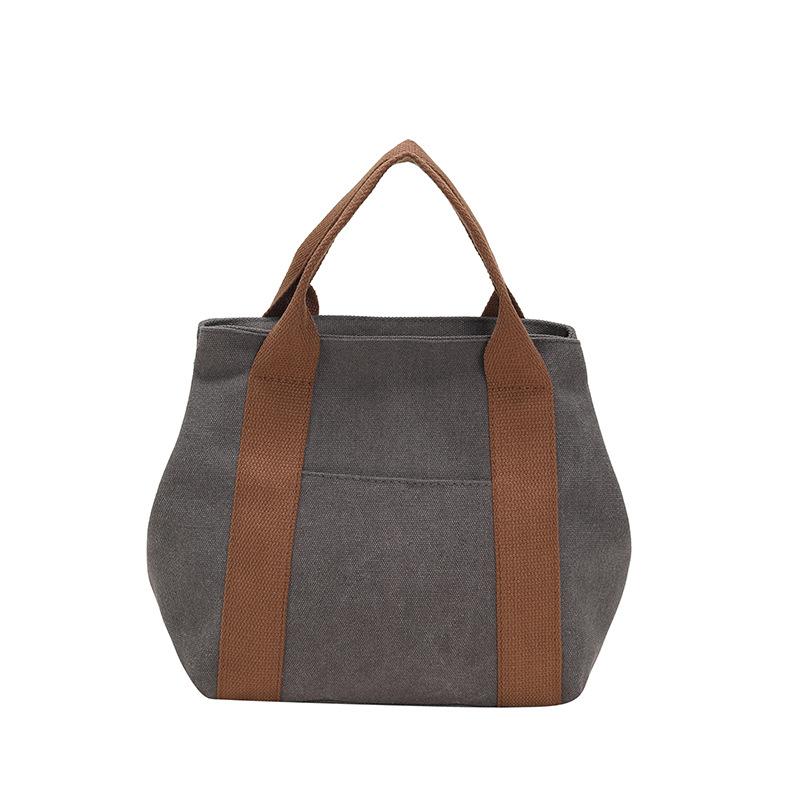 

Однотонная многослойная утолщенная парусиновая женская сумка, портативная, модная, универсальная, простая, на запястье, сумка-тоут контрастного цвета, можно определить серый