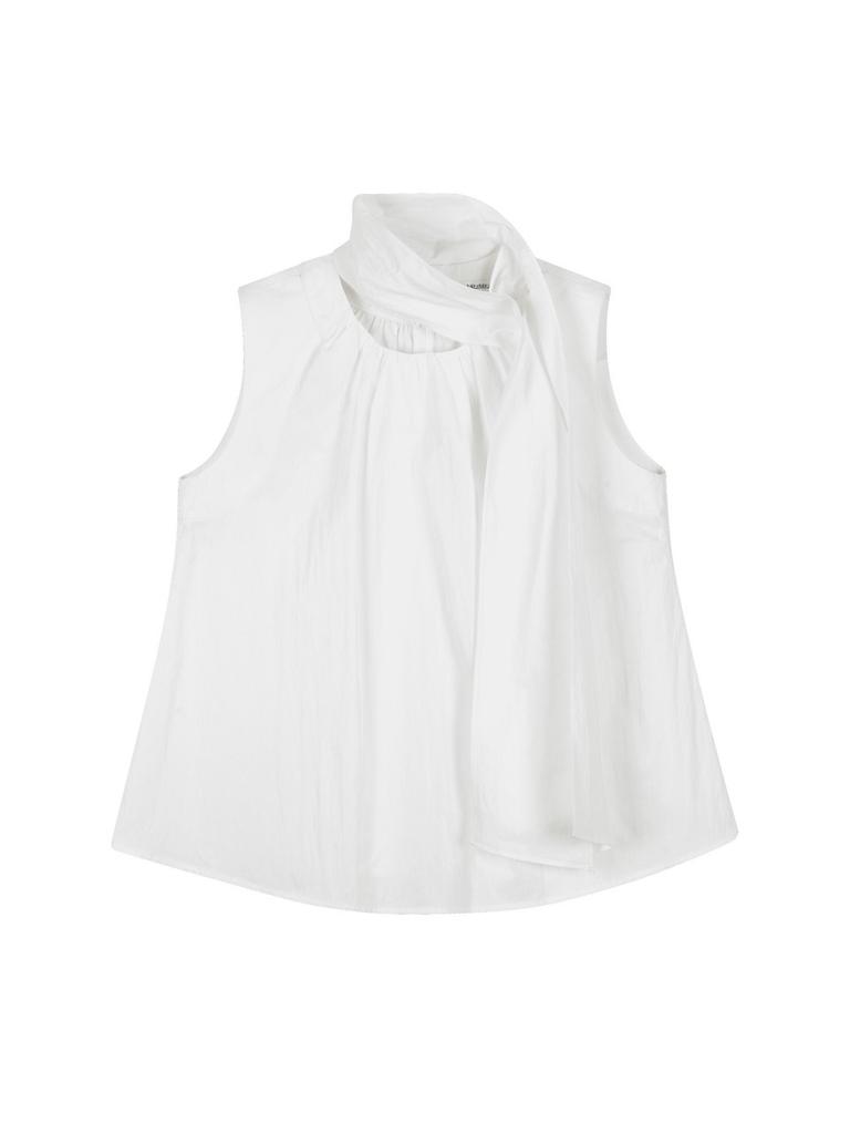 Micheumicheu Halo Drop Scarf Sleeveless Tank Top [White]
