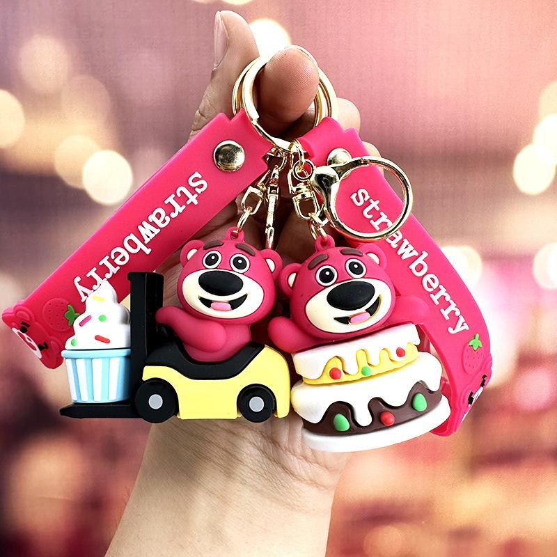 Strawberry Bear Creative Cartoon Keychain Doll Exquisite Female Couple Schoolbag Pendant Car Bag Pendant Keychain