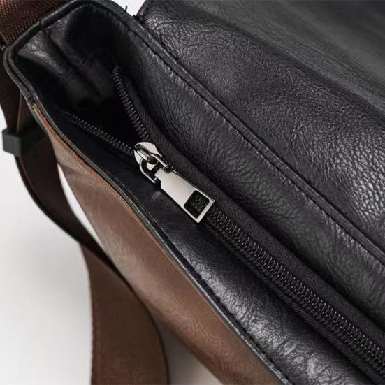 Retro Messenger Bag Men Color Block Crossbody Bag Faux Leather Shoulder