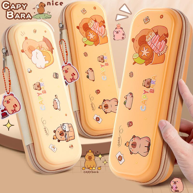 Cartoon Large Capacity Capybara Pencil Case Pencil Bag Multifunctional Cute Student Stationery Organizer School Supplies Gift