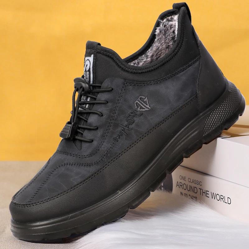 

New Men s Shoes Winter Lace Up Snow Boots Fashion Warm Cold Shoes for Men New Comfortable Soft Boots Waterproof Anti Slip Shoes 39 чорний