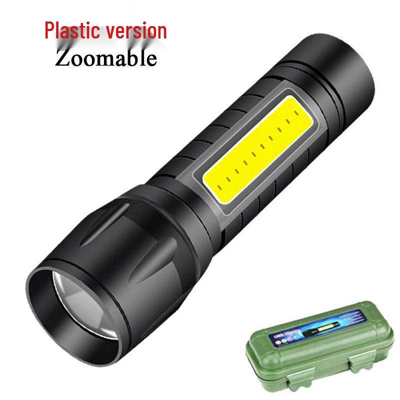 Compact LED Flashlight with Telescopic Zoom, USB Rechargeable, Portable Design