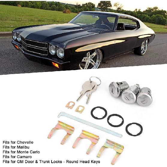 Door Trunk Key Kit, 654394765282 Cutlass Door Trunk Key Lock Set Replacement Fits for Door & Trunk Locks - Round Head Keys