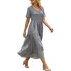 Women's Summer Dresses Casual Short Sleeve V Neck Beach Vacation Swing Dress with Pockets