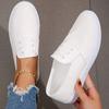 Women'S Solid Color Minimalist Sneakers, Slip on Lightweight Flat Soft Sole Shoes, Low-Top Comfort Daily White Shoes