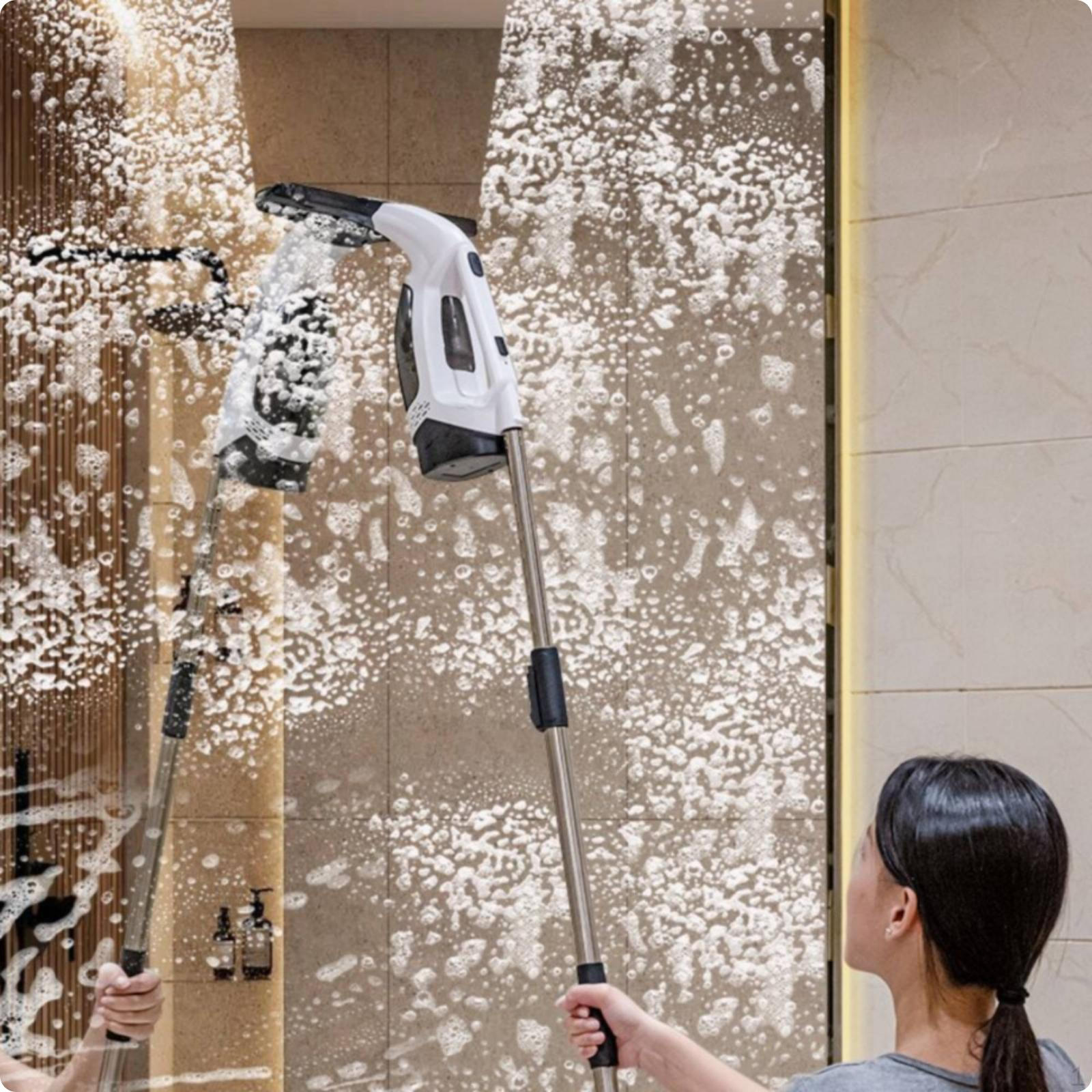 Electric Window Cleaner Transparent Tank Handheld Glass Extension Rod
