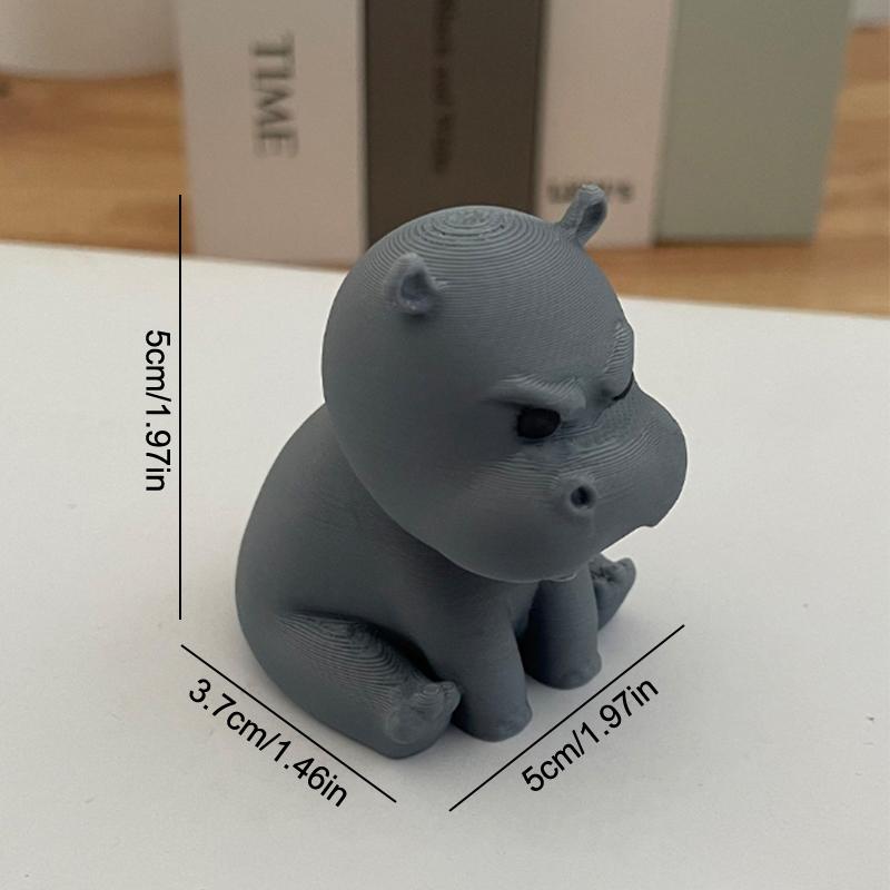 3D Printed Cute Hippo Figurines Hippopotamus Sculpture Desk Decoration Miniature Hippo Tabletop Statue Car Ornament