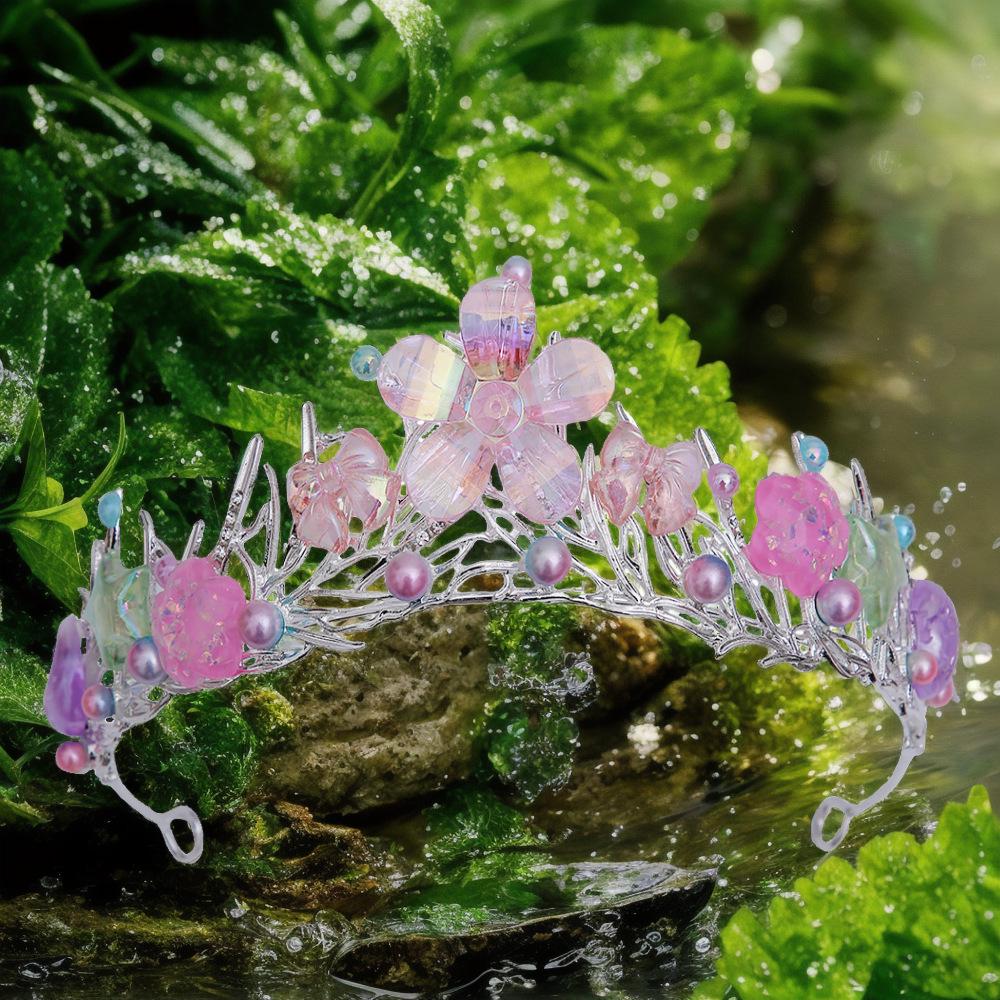 

Цветочный принцессин головной убор «Океанский бриз»: Корона на день рождения двойного назначения с дизайном «рыбий хвост» с драгоценными камнями для взрослых и девочек