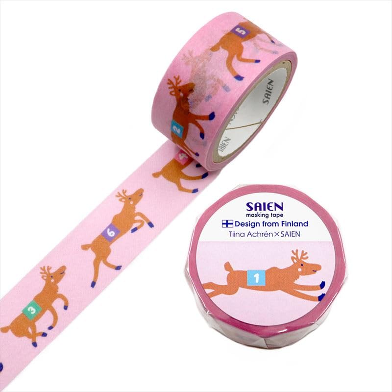 Made in Japan SAIEN Masking Tape 20mm x 5m Roll "Reindeer Race" TR-4065