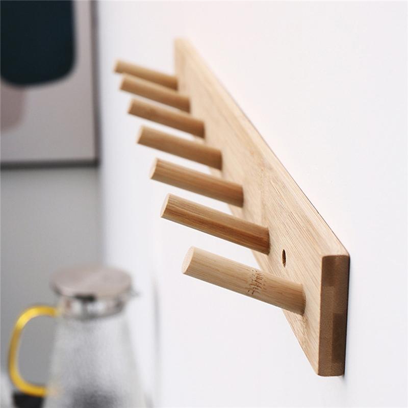 Practical Decoration Wall Mounted Hanger Room Hooks Key Hallway Storage Holders Bamboo Door Clothes Hats Robe Back Rack
