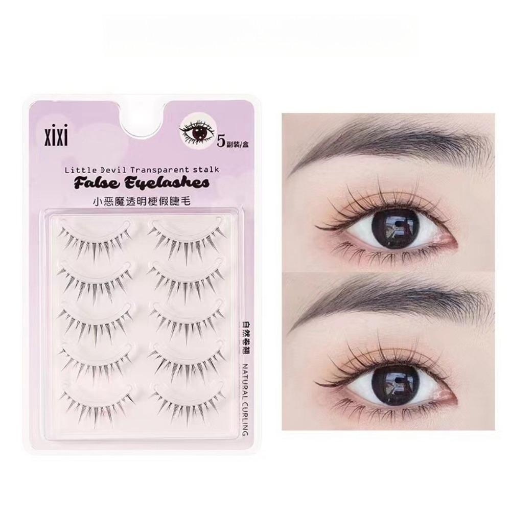 

5Pairs Fake Eyelashes DIY Full Strip Fake Lashes Makeup Tool Black False Eyelashes Makeup Style B