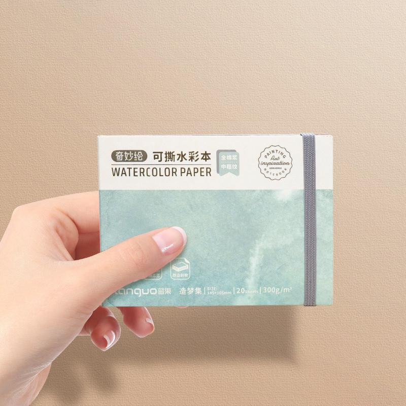 Firkantet Tegnepapirbok i Bomull 300Gsm For Kunstner Akvarell Tegne Notatbøker Mini 20 Ark Skissebok Student Skolemateriell