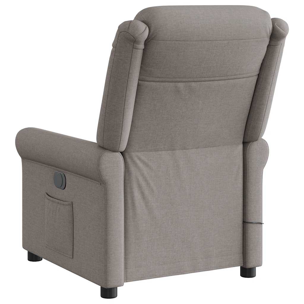 Reclining Massage Armchair, Taupe, Fabric Upholstered