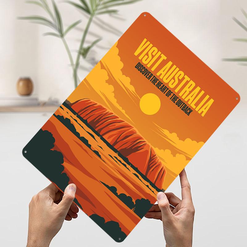 

Visit Australia Outback Travel Tinplate Poster Customized Wall Art Vintage Retro Metal Signs for Setup Decorations Coffee Bar 7.9x11.8In(20x30cm)