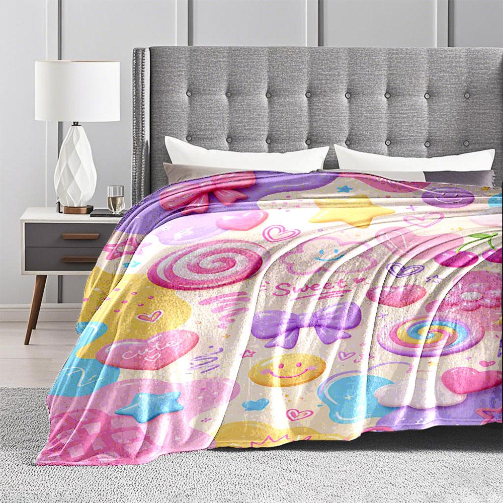 Cute Pastel Kawaii Pattern Blanket for All Seasons Blanket Lunch Break Throw Gift
