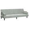 Sleeper Sofa with Armrests Light Grey Velvet