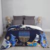 Happy Hanukkah Jewish Menorah Fleece Blanket Religious Funny Throw Blankets for Home Hotel Sofa 125*100cm Plush Thin Quilt
