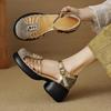 Genuine Leather Woman High Heel Sandals Summer Designer Classic Casual Shoes Street Senior Sexy Ladies Hollow Sandalias De Mujer