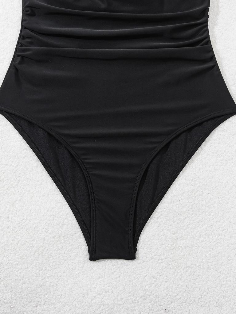 2025 Evropské a americké jednodílné plavky s pevnou síťovinou a push-up efektem