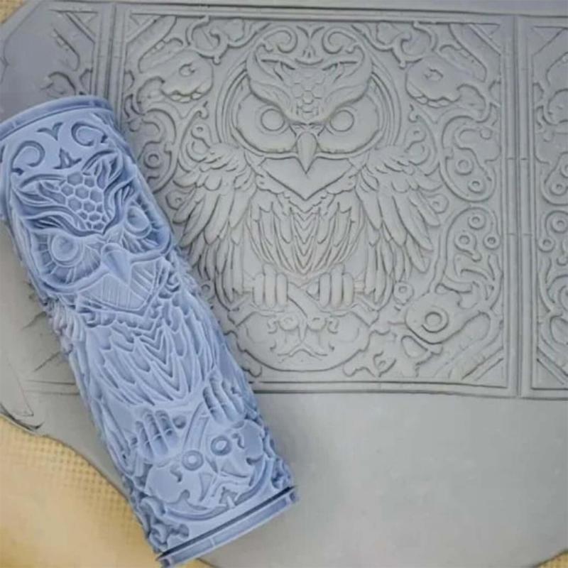 Clay Tile Roller Clay Texture Roller Handmade Pottery Tool Bird Pattern Rolling Pin Rollers for Pottery Projects