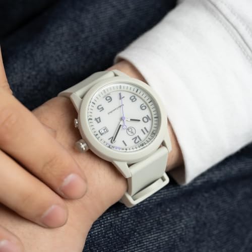 Citizen Watch QQ Smile Solar Radio Analog 10 ATM Water Resistant Date Urethane Band D08A-004VK Mens Light Gray