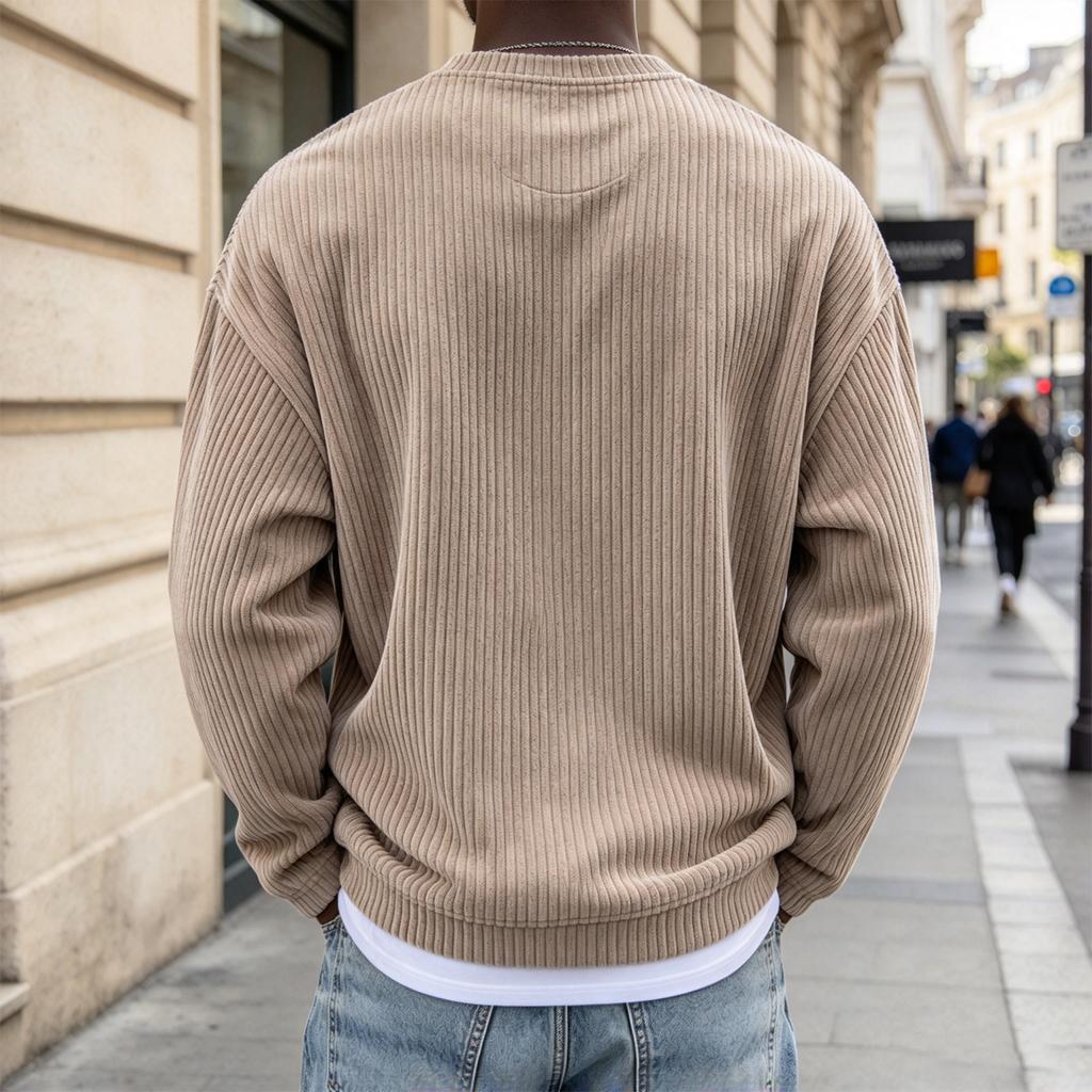Men's V-Neck Knit Wool Sweater, Color Look Pullover for Fall Casual Wear