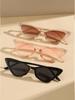 3Pcs Transparent Cat-Eye Square Frame Sunglasses, Uv Protection, Korean Style, Trendy, Unisex, Cool, Y2K Party