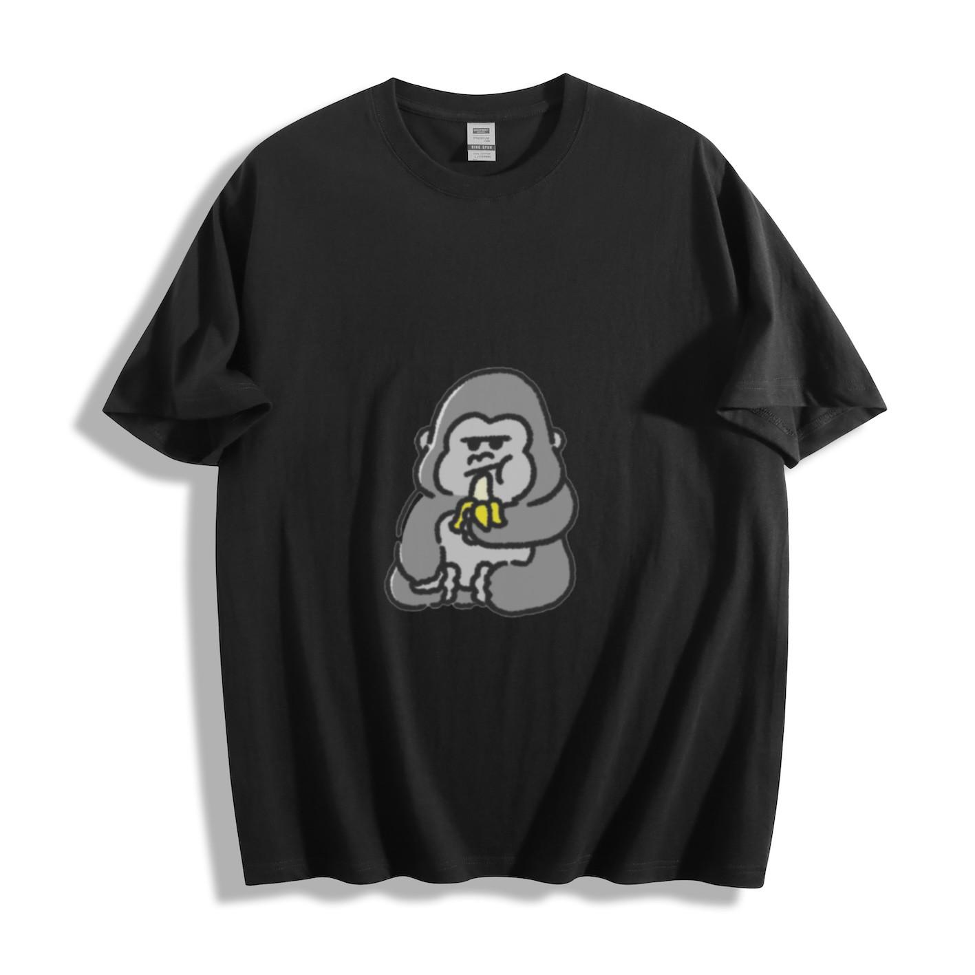 Cartoon Gorilla Eating Banana Graphic T-Shirt Mens Womens Tees Top 3XL
