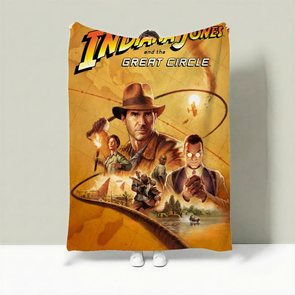 Movie I-Indiana Jones Throw Lightweight 240g Flannel Blanket Soft Skin-friendly for Summer Cooling 130x150cm