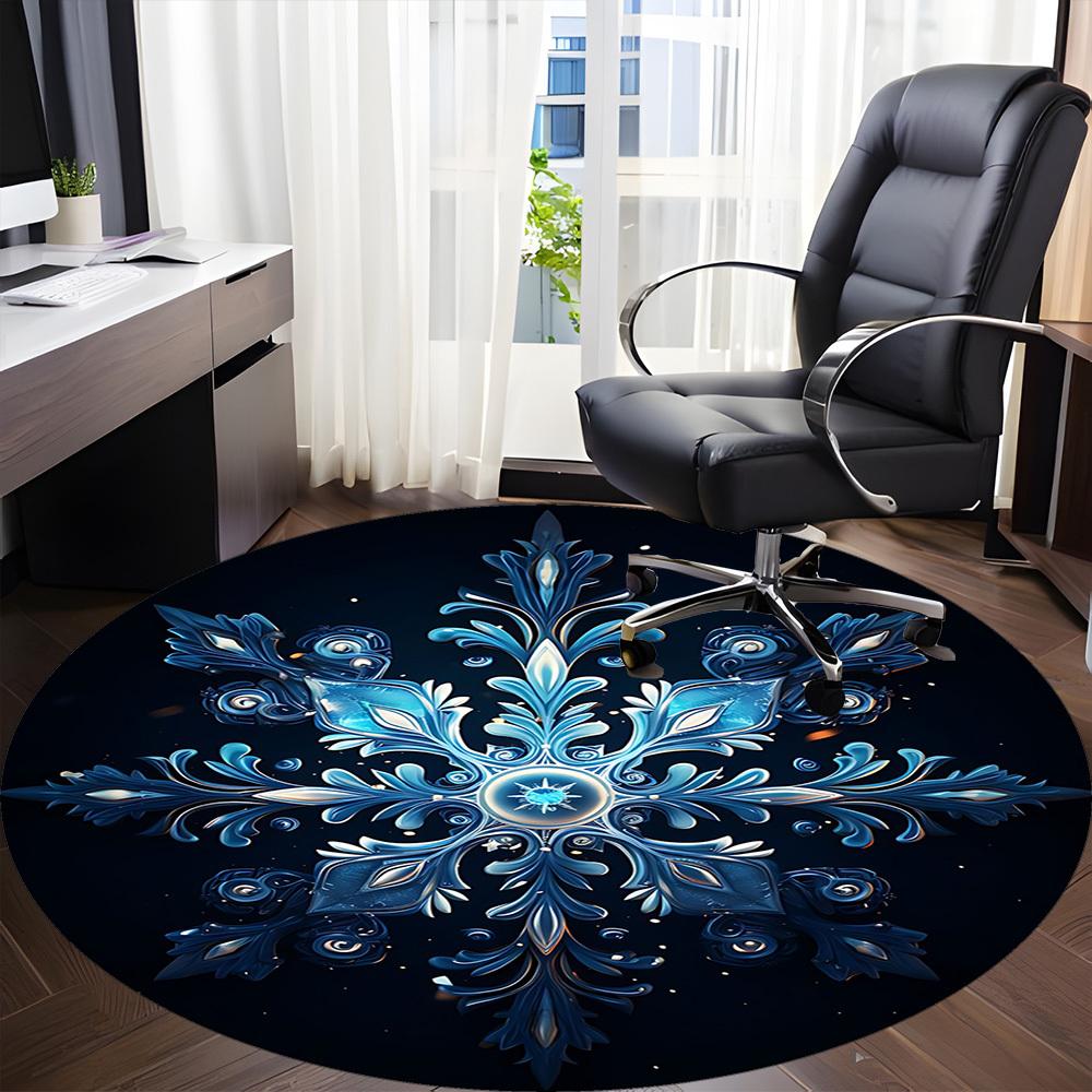 1PC Winter Fantasy Office Round Area Rug, Mat Suitable For Office, Under Office Chairs Bedroom Living Room Home Decor, Room Deco