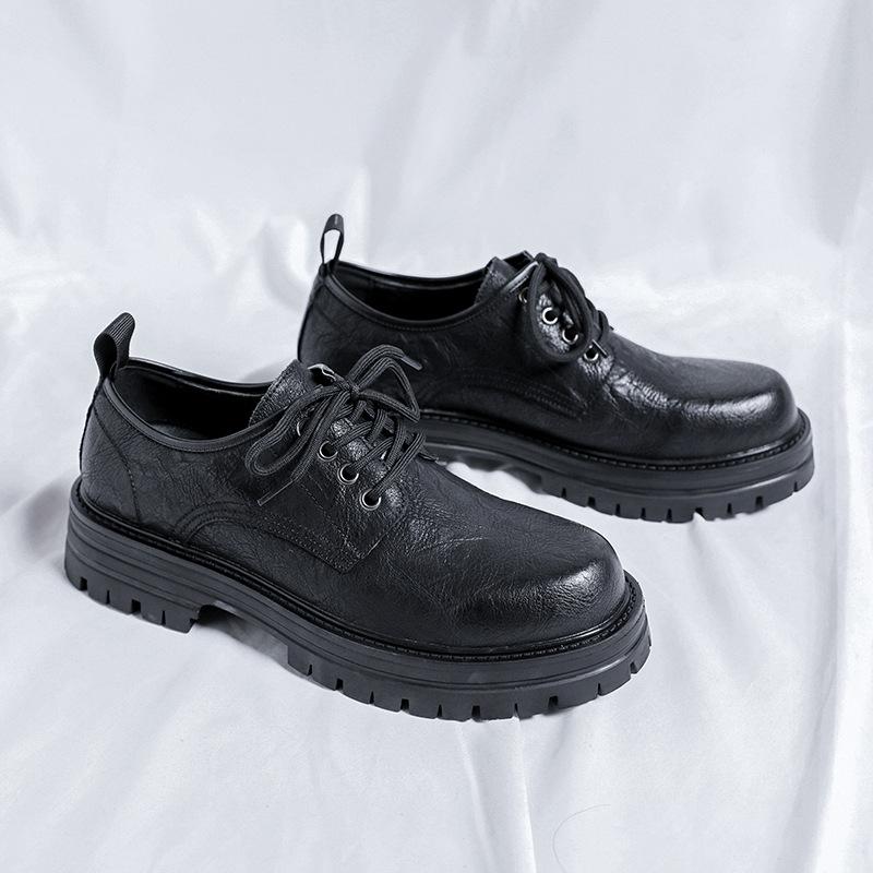 

Кожаные туфли мужские высокого класса с большой головкой мужские туфли в британском стиле деловые повседневные туфли весна и осень новые свадебные туфли 65229-R 44 чёрный