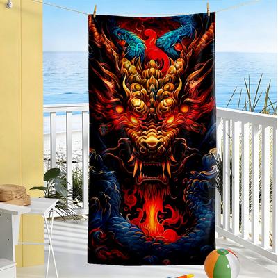 Dragon Beach Towel Soft Durable Quick-Dry Comfortable Lightweight Suitable for Sports, Travel, Swimming, Yoga, Bathroom, Beach, And Pool