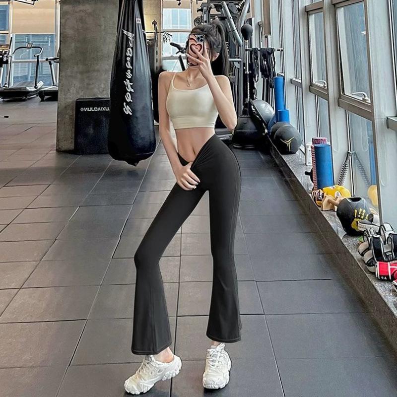 

Йога брюки с высокой талией нюдового цвета широкие: Женские леггинсы с эффектом пуш-ап, быстросохнущие, с контролем живота, эластичные клеш для фитнеса Medium