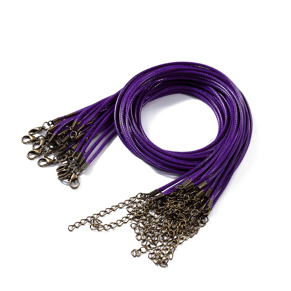 10Pcs 1.5/2mm Colorful Leather Braided Rope Bronze Lobster Clasp Tail Chain Connector for DIY Pendant Jewelry Making Supplies