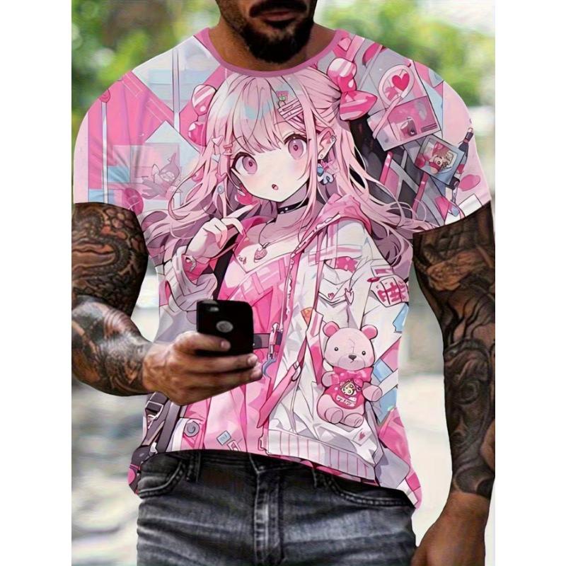 Camiseta de Moda para Hombre con Estampado 3D Cuello Redondo Manga Corta Estilo Urbano de Moda