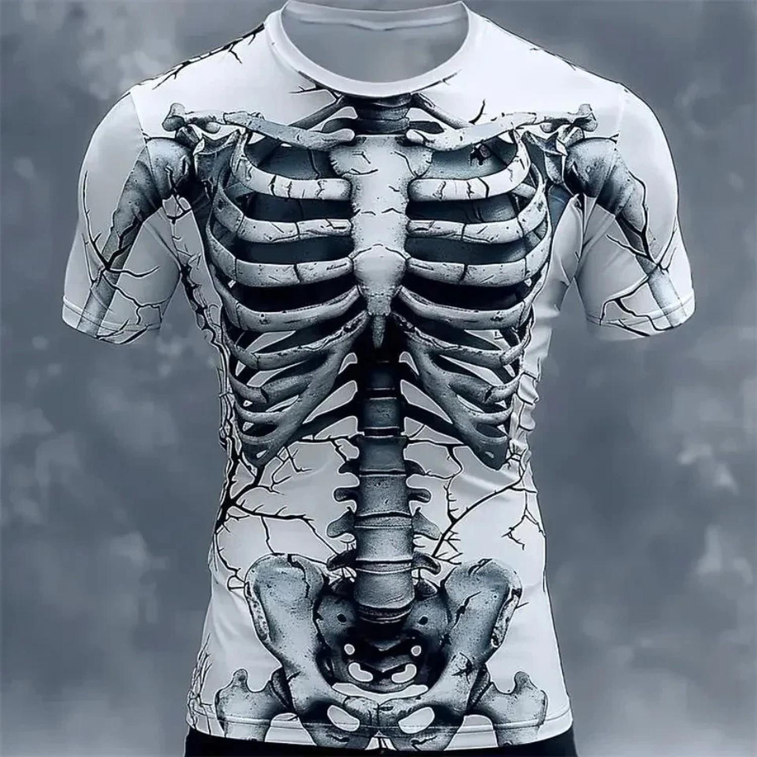 3D Skeleton All Over Print Compression Shirt – Scary Halloween XXXXL