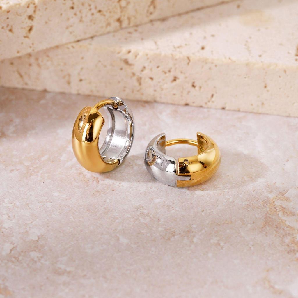 Elegant Titanium Steel Hoop Earrings for Women - Lightweight, Luxurious, Round & Colorfast Accessories