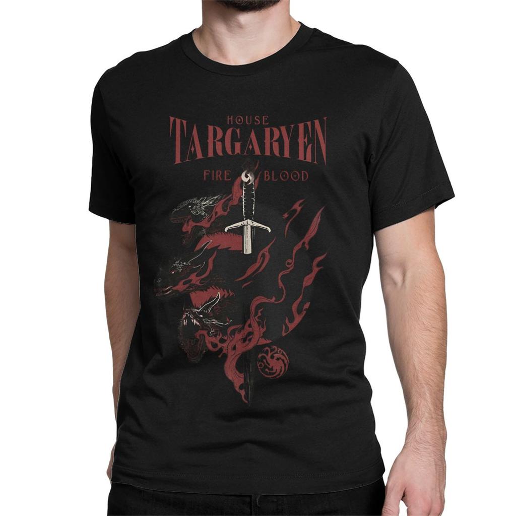 Haus Targaryen Fire And Blood GOT T-Shirt für Herren Damen Erstaunliches 100% Baumwolle T-Shirt Rundhals T-Shirt 4XL 5XL 6XL Oberteile