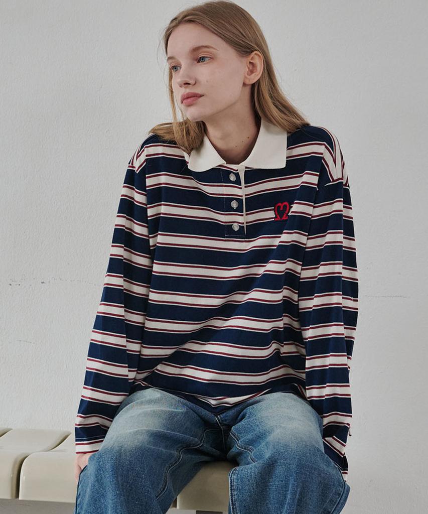 MALOUPE 5108 Striped Polo Shirt (Navy)