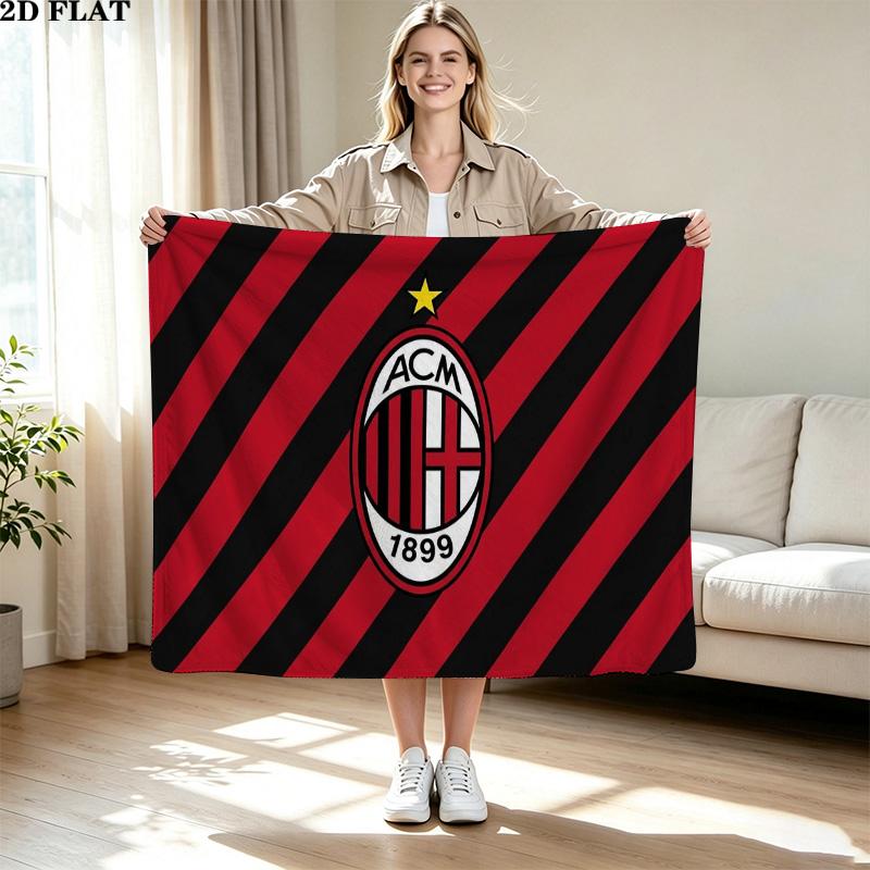 AC Milan Print Flannel Blanket High Quality Warm Comfortable Cover for All Seasons Perfect for Gifts Home Decor