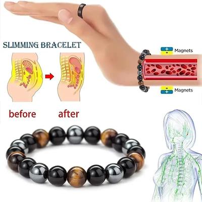Damen Lymphatisches Entgiftungsarmband Tigerauge Hämatit Natursteinarmband Herren Gewichtsverlustarmband Gesundheits Schmuck