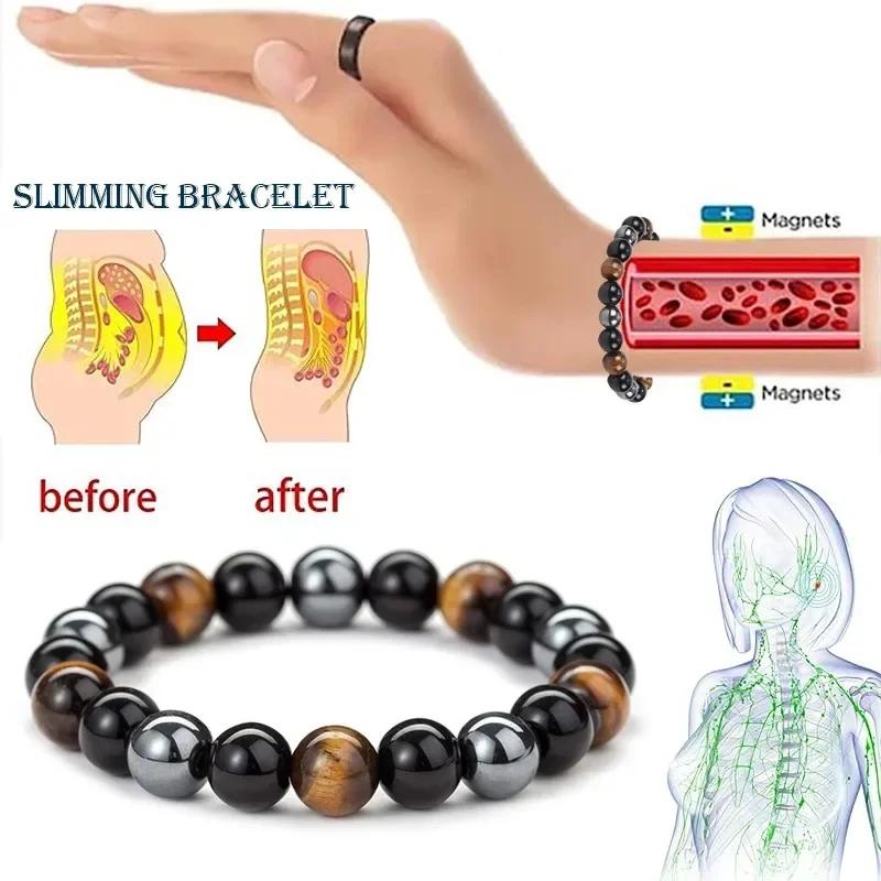 Bracciale Detox Linfatico da Donna Occhio di Tigre Ematite Bracciale in Pietra Naturale Bracciale Dimagrante da Uomo Gioielli per la Salute