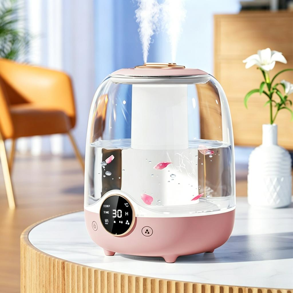 Double Spray 3L Large Capacity Humidifier with 7 Color Lights and Digital Display Screen for Silent Operation for Office Home