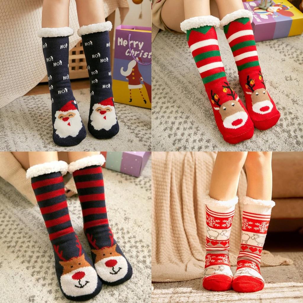 Festliche Weihnachts-Hausschuhe mit weichem Faux-Fleece-Futter und Grippsohlen