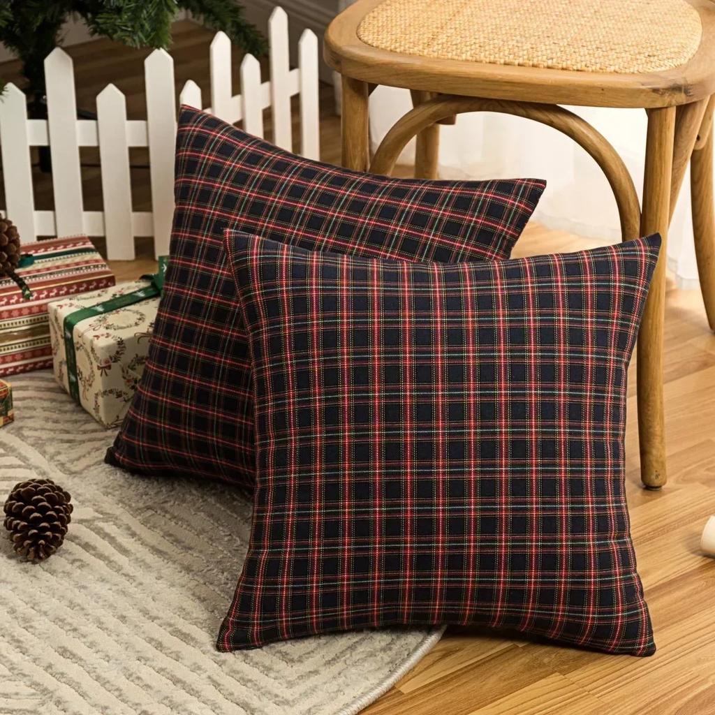 45x45cm 30x50cm Square Pillow Cases Christmas Scottish Tartan Plaid Cushion Covers Bed Sofa Pad Party Decor Throw Pillow Cover