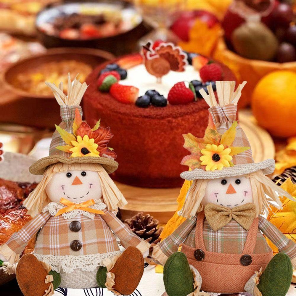 

Соломенная шляпа День благодарения Пугало Гном Куклы Кукольные украшения Осенние гномы Украшения Декоративные Style A