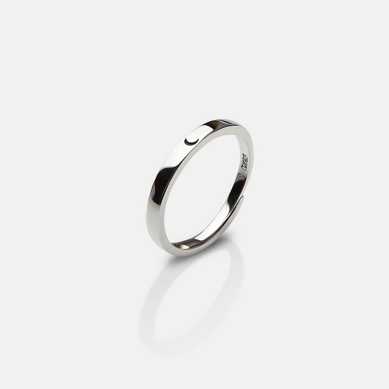 2Pcs Sliver Color Sun Moon Couple Rings for Women Men Simple Heart Matching Open Adjustable Finger Ring Set Wedding Jewelry Gift